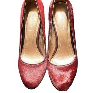 BCBGeneration TinaS2 Maroon Synthetic Calf Hair Round Toe Pumps Size 7.5